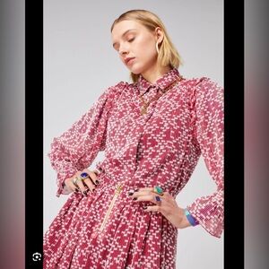 Heimstone red and white Pomegranate Plumetis blouse